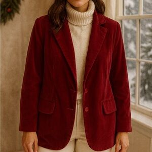 Vintage Sirocco Red Velvet Women's Blazer Holiday Party Cocktail Sz 18